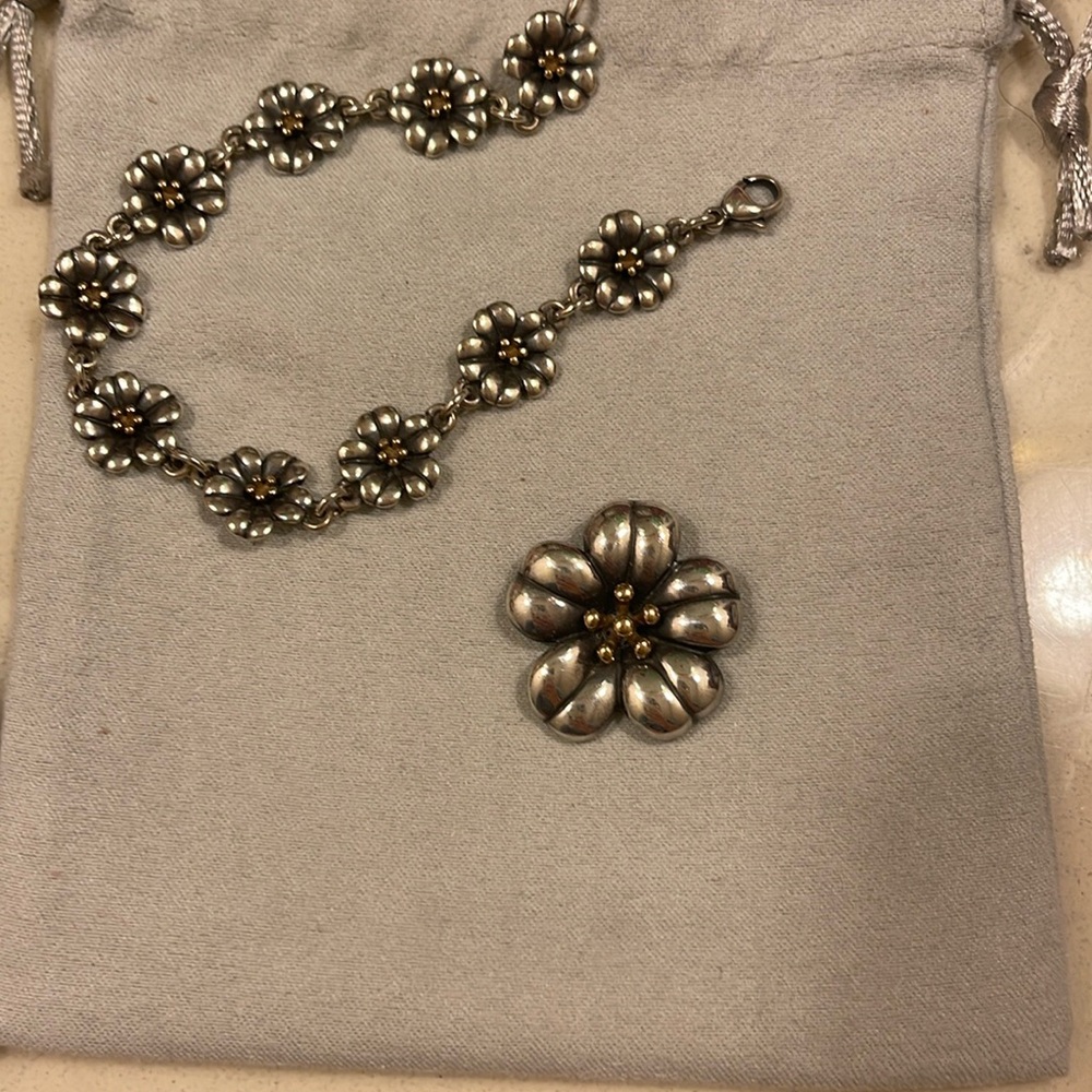 -RETIRED- April showers gold and silver flower pendant